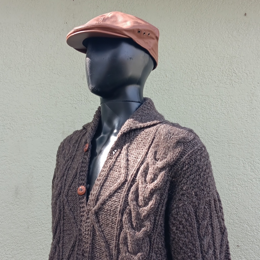 MEN'S VINTAGE HAND SEWN SHAWL NECK "HEAVY/WARM" LUXURY SWEATER (Ireland)